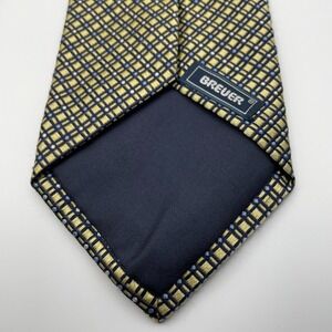 BREUER Silk Neck Tie Geometric Pattern Yellow Blue Men's Formal